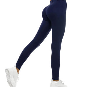 High Waist Seamless Reflective Breathable Yoga <b>Leggings</b> Full Length Solid Color Pockets Four-Way Stretch Spandex/<b>Nylon</b> 220g - Product Image 1