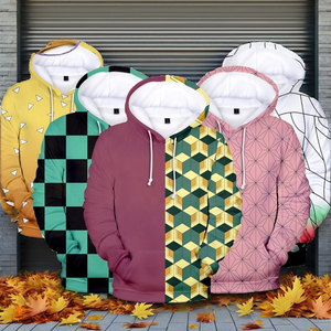 Vente en gros de sweats à capuche personnalisés inspirés de l'anime Demon Slayer, sweats à capuche surdimensionnés de style streetwear, service OEM ODM, sweats à capuche Tanjiro Giyo Zengetsu - Product Image 5