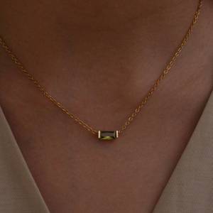 Birthstone <b>Initial</b> <b>Pendant</b> 925 Sterling <b>Silver</b> 14K Gold Plated Personalized Jewelry Gift For Her Necklace - Product Image 1