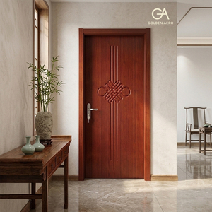 Puerta Interior Moderna de Madera Sólida China GA-27L con Diseño de Nudo Chino para Villa, Tamaño Personalizado Directo de Fábrica - Product Image 1