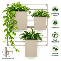 Support mural vertical en métal pour trois pots de fleurs, idéal pour l'intérieur et l'extérieur
