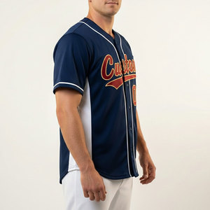Custom Baseball Jersey Men's V-Neck Short Sleeve 100 Polyester Breathable <b>Button</b> Front Team Name Print All Seasons - Product Image 3