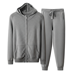 Ensemble de survêtement 2 pièces pour homme en coton, style streetwear décontracté d'hiver, avec sweat à capuche et pantalon de survêtement, impression personnalisée par transfert thermique de haute qualité - Product Image 1
