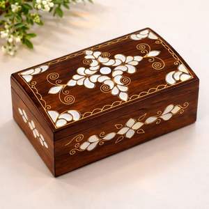Bela Artisan Mother of Pearl Inlay Wooden Jewelry <b>Box</b> Handmade Decorative Storage Gift <b>Box</b> Luxury <b>Keepsake</b> <b>Box</b> 0-1L Capacity - Product Image 2