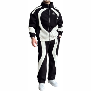 Conjunto Deportivo de Hombre Premium de Alta Calidad, Corte Holgado, Tejido Acanalado, con Ribete de 3 Hilos - Negro - Product Image 3