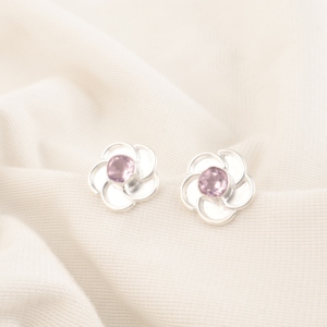 Pendientes de Plata de Ley 925 de 0.5 mm con Morganita, Modernos y en Oferta, para Mujeres y Niñas, Ideales para Bodas - Product Image 1