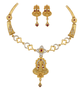 ชุดสร้อยคอทองคำชุบลายตราสัญลักษณ์ DIVYORO IMPERIAL CREST สำหรับผู้หญิง สไตล์ชาติพันธุ์ เหมาะสำหรับวันครบรอบ - Product Image 1