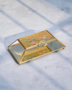 Antique Style Beautiful Modernist Glass Jewelry <b>Box</b> with Metal Edges for Necklace <b>Earring</b> & Bracalete Storage - Product Image 6