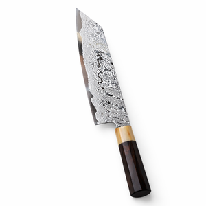 Couteau de chef artisanal Edge Master Manufacture, lame en acier Damas hautement polie de 8 à 9,9 pouces, manche en bois ambidextre, étui en cuir - Product Image 1