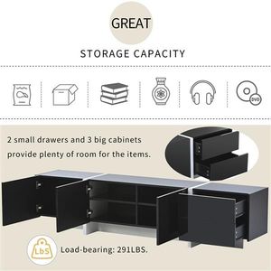 Mobile TV Rettangolare Contemporaneo in Bianco e Nero, Personalizzabile, Stile Moderno Unico per TV fino a 80 Pollici - Product Image 6