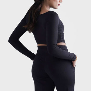 Camiseta Deportiva de Yoga para Mujer, de Alta Resistencia, Elástica, Manga Larga, Cuello Ancho, Compresión, Absorbe la Humedad - Product Image 5