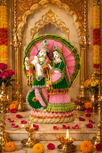 Handmade Art Deco Radha Krishna Resin <b>Statue</b>-Traditional <b>Religious</b> Figure for Home Decoration & Diwali Tabletop Display - Product Image 1