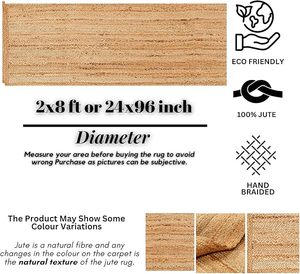 Alfombra Moderna de Yute con Diseño Floral, Rectangular, Trenzada, Ecológica, Antibacteriana, Antideslizante, Resistente a las Manchas, Fabricada a Máquina, de Pelo Plano - Product Image 3