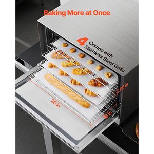 Horno de Convección Comercial de 4.24 Pies Cúbicos, 5000W, 4 Bandejas, Circulación de Aire Caliente de 360 Grados para Panadería y Pizzería (208-240V) - Product Image 5