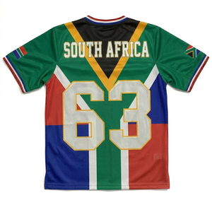 Maillot de football d'Afrique du Sud unisexe, col en V, manches courtes, polyester respirant sublimé, vêtements d'équipe pour adultes, toutes saisons - Product Image 4