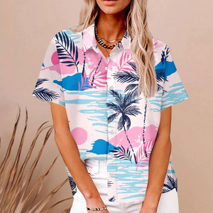 Nueva Llegada, MOQ Bajo, Camisas Hawaianas Personalizadas por Sublimación, Tallas Grandes, Camisas de Botones para Mujer, Estilo Urbano, Playeras Hawaianas - Product Image 4