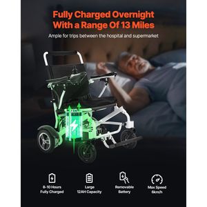 Silla de Ruedas Eléctrica Motorizada para Adultos, Plegable, Ligera, Capacidad de 300 lb, Alcance de 13 Millas, Rendimiento en Todo Tipo de Clima - Product Image 3