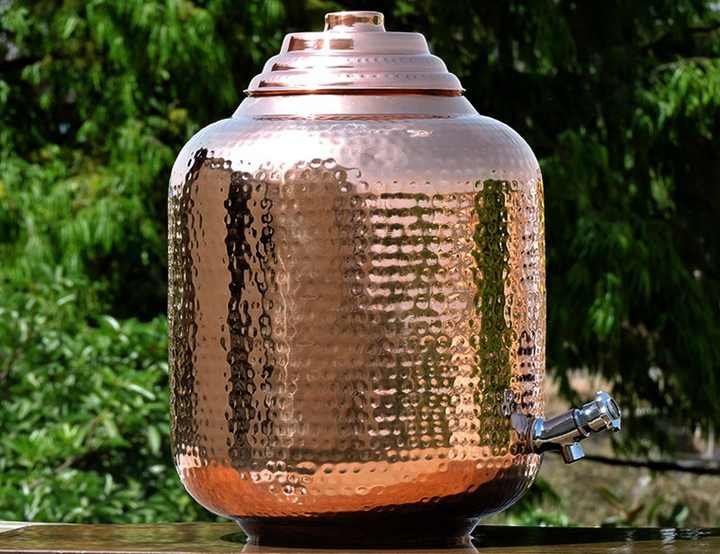 Hammered Heavy Duty Copper Water Dispenser for Sale Shiny Surface Copper Water Tank at Wholesale Price