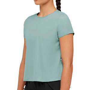 Camiseta informal de manga corta para mujer, cuello redondo, corte regular, tejido de punto, transpirable, de secado rápido, para uso diario, ajuste relajado, transpirable - Product Image 1