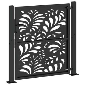 Puerta de Jardín de Acero Negro con Diseño de Ondas, 39.4x39.4 Pulgadas, Categoría de Productos de Cercas y Portones - Product Image 6
