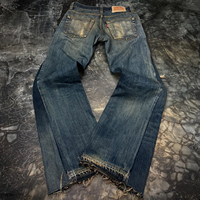 Jeans Denim Berkualitas Tinggi Bahan Katun Spandex Bernapas Model Distressed Pria Logo Kustom Warna Dicuci