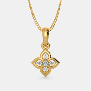 Collar con Colgante de Diamante Cultivado en Laboratorio, Diseño Floral de Cuatro Pétalos, Oro Amarillo - Product Image 1