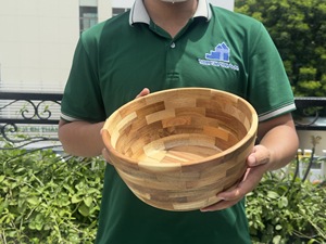 Hand Carved Wooden <b>Large</b> Bowl Food <b>Safe</b> Hand Wash Only Made In Vietnam - Product Image 6