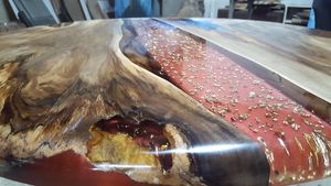 Golden Ember River Epoxy <b>Dining</b> <b>Table</b> Handcrafted Round <b>Wooden</b> Statement Furniture <b>Rustic</b> <b>Dining</b> <b>Table</b> Luxury Furniture - Product Image 3