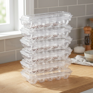 Stackable Clear Plastic <b>Egg</b> Container with Lid for Fridge Freshness Preservation Minimalist Design Rectangle Shape PP Material - Product Image 3