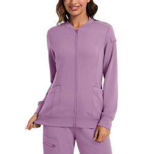 Chaqueta de uniforme médico con cuello alto y cremallera para enfermeras, uniforme de quirófano de color sólido, conjuntos de uniformes para enfermeras - Product Image 2