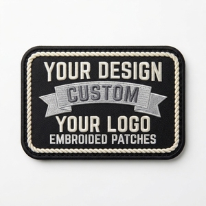 Écussons personnalisés brodés de qualité supérieure, rectangulaires, à thermocoller, avec logo en tissu pour vêtements et accessoires - Product Image 1