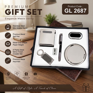 Ensemble d'accessoires de bureau de luxe pour cadres : support pliable pour smartphone, stylo, presse-papiers, sous-verres et porte-clés en métal - Product Image 2