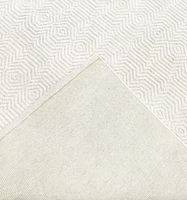 Tapis rectangulaire de style bohème en laine biologique noué à la main, à poils moyens, antidérapant, tissage plat, motif géométrique, couleur ivoire