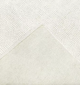 Tapis rectangulaire de style scandinave en laine biologique noué à la main, à poils ras, antidérapant, pour salon, couleur ivoire, laine naturelle - Product Image 6