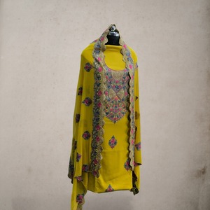 Traje Salwar Kameez Pakistaní de Rayón para Mujer, Diseño Floral con Dobladillo Festoneado, Lehenga Choli Casual de Verano, Delgado y de Secado Rápido - Product Image 2