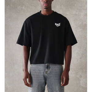 Camiseta Oversize Negra Personalizada para Hombre, Estilo Boxy, OEM, de Alta Calidad, Casual, Streetwear, Lisa, Marca Privada, Venta al Por Mayor - Product Image 1