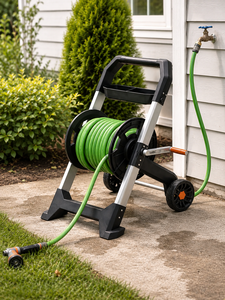 Enrouleur de tuyau d'arrosage de 200 pieds avec chariot à roues, cadre en aluminium, rangement portable robuste pour tuyau d'eau pour jardin et cour ODGAD001 - Product Image 1
