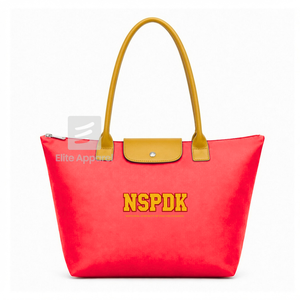 Bolso tote personalizado NSPDK Sorority rojo y dorado con logo bordado, de uso diario, gran capacidad, de cuero, para mujer. - Product Image 1
