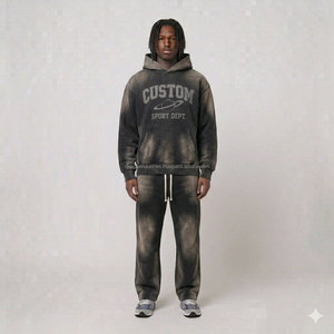 Survêtement personnalisé à fermeture éclair intégrale, délavé à l'acide, séchage rapide, pour homme, en polyester micro-polaire, chaud, pour la gym et le jogging, vêtements de sport, fournisseur en gros - Product Image 1
