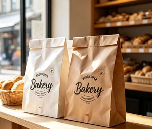 Sacs en papier personnalisés pour boulangerie en gros avec impression de logo, poignée longue, emballage alimentaire en kraft OEM/ODM - Product Image 1