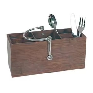 Great Design 5 Section Wooden Cutlery Holder <b>Caddy</b> With Metal Handle for Tabletop Decorative Cutlery Organizer On Sale <b>caddy</b> - Product Image 1