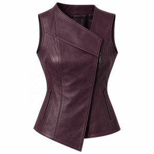 Women's Fashion & Designer Leather <b>Vests</b> | <b>Grey</b> Black Burgundy Brown Cognac | OEM ODM Manufacturer | Premium Design Quality | - Product Image 1