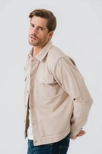 Wholesale Rate Customized Printing Work <b>Mens</b> <b>Denim</b> <b>Jacket</b> Premium Quality Embroidery Applique Striped Button Stand Collar - Product Image 3