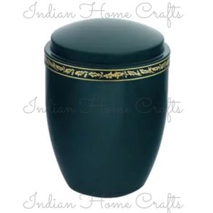 Urne funéraire noire décorative pour cendres, récipient commémoratif pour la maison, le jardin ou le bureau - India Home Crafts - Product Image 3