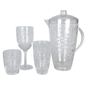 Carafe à eau en verre avec couvercle et poignée, design raisin de la récolte classique - Product Image 3