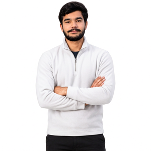 Sweat-shirt demi-zip en molleton bouclette épais, style streetwear, vente en gros, direct usine - Product Image 3