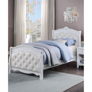 Testiera e Pediera in Ecopelle Bianca, Letto Matrimoniale per Camera da Letto Giovanile, 1 Pezzo, Struttura in Compensato, Letti Imbottiti di Alta Qualità - Product Image 2