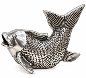 Escultura de Pez Hecha a Mano con Acabado Plateado, Figura Decorativa de Metal de Pez, Estatua Detallada de Animal Acuático, Adorno de Lujo para Mesa del Hogar - Product Image 4