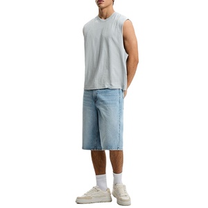เสื้อกล้ามคอกลมสีฟ้าอ่อนสำหรับผู้ชาย ผ้าถักสีพื้น สวมใส่สบายๆ - Product Image 4