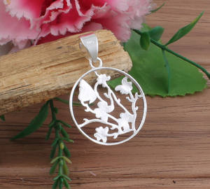 Bijoux fins vintage, argent sterling 925, breloques fleuries, bijoux floraux faits à la main, collier en gros, plaqué platine, unisexe - Product Image 1